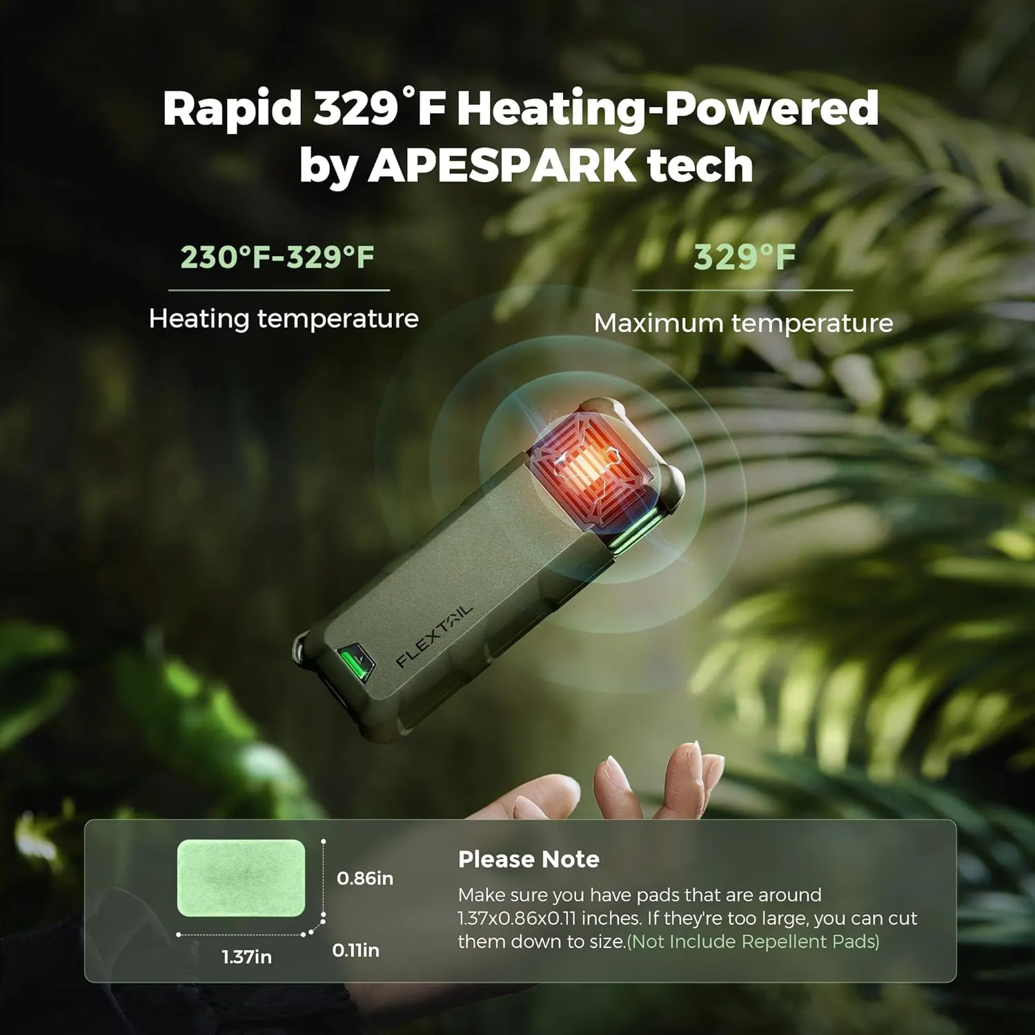 Max Repel Portable Electric Mosquito Repeller 30ft Protection 329°F Efficient Heating Rechargeable Ideal for Outdoors, Camping, Backpacking, Patios (Repellent Pads Not Included)