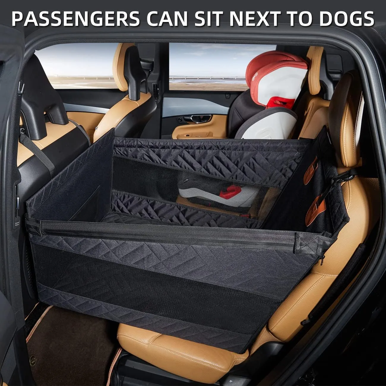 Medium Dog Car Seat,Back Seat Extender for Dogs,Waterproof Large Dog Seat Cover for Backseat, Pet Bed for Car Hammock(Black-s)