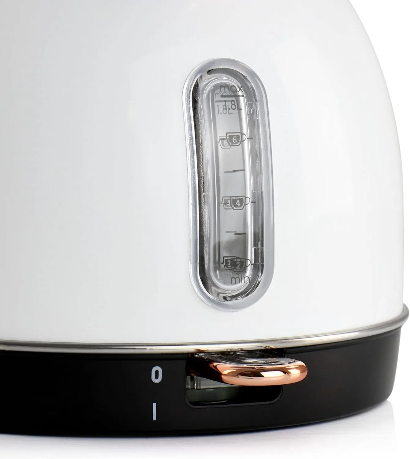 Megachef 1.8 Quarts Half Circle Electric Tea Kettle with Thermostat in White