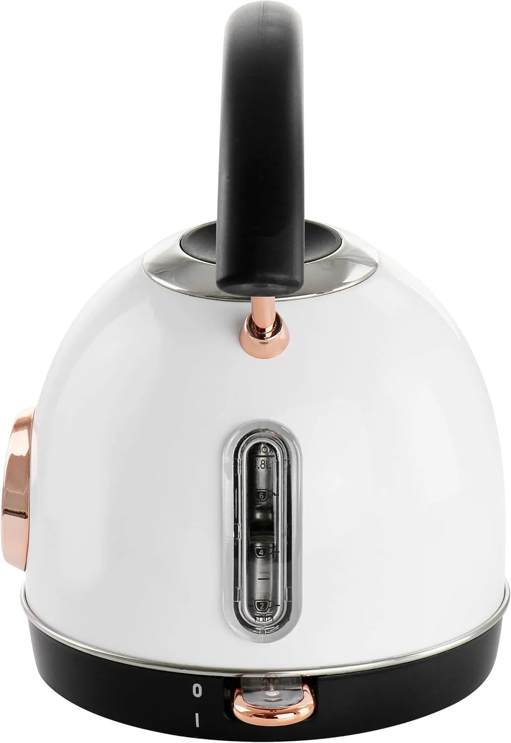 Megachef 1.8 Quarts Half Circle Electric Tea Kettle with Thermostat in White