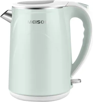 MEISON Electric Kettle, 1.7 L Double Wall Food Grade Stainless Steel Interior Water Boiler, Coffee Pot & Tea Kettle, Auto Shut-Off and Boil-Dry Protection, 1200W, 2 Year Warranty(Blue)