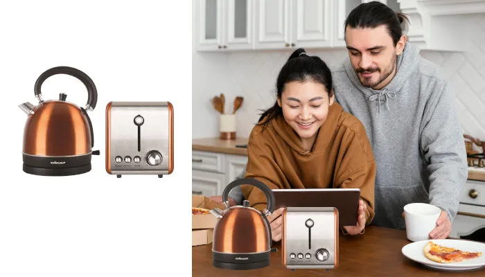Mellerware Pack 2 Piece Set Stainless Steel Kettle And Toasters "Copper"