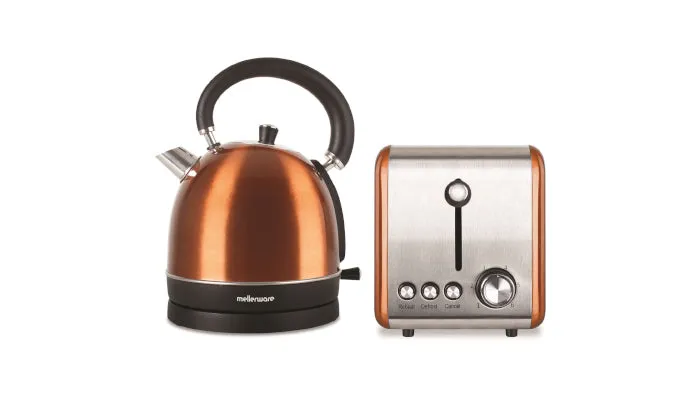 Mellerware Pack 2 Piece Set Stainless Steel Kettle And Toasters "Copper"