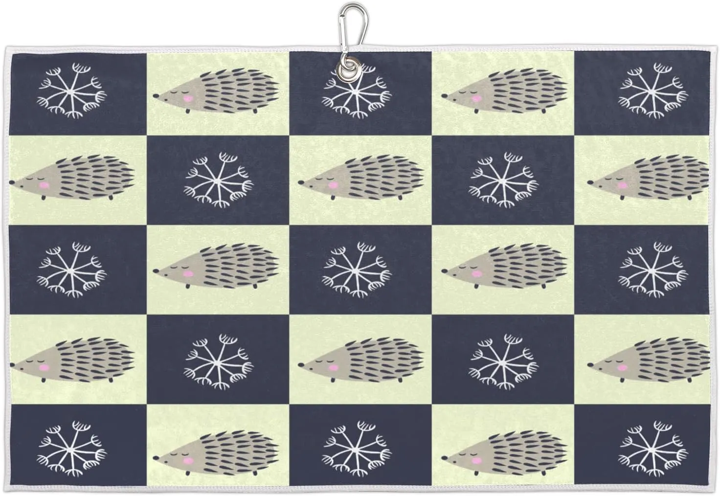 Mesh Hedgehog Dandelions Golf Towel with Heavy Duty Carabiner Ultra Absorbent Quick Dry Perfect for Cleaning Clubs Balls Gear Essential Golf Accessory for Men Women Kids