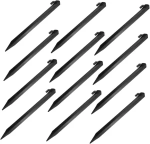 Mikikit 12 Pcs Lightweight Plastic Tent Stakes for Outdoor Camping Garden and Beach Use Durable Pegs for Tarp Canopy and Lawn Decorations Ground Anchors for Courtyards and Picnics