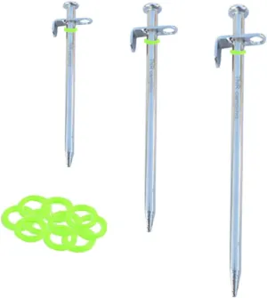 Mipcase 4Pcs Heavy Duty Steel Tent Pegs with Fluorescent Rings Durable Outdoor Canopy Stakes for Camping Awning and Tarp for Various Ground Types