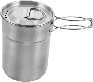 Mipcase Collapsible Camping Coffee Cup 2-pack Portable Stainless Steel Mug Lid for Outdoor Adventures