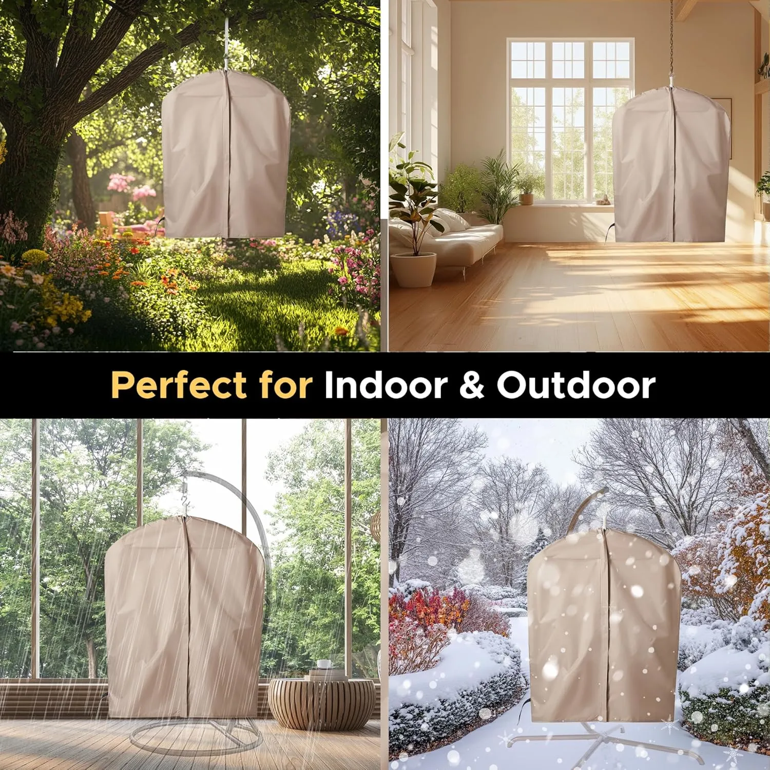 Miztli Hammock Chair with Hanging Chair Cover – 2 Cushions, Steel Spreader Bar with Anti-Slip Rings, Comfortable Indoor & Outdoor Hanging Chair – Includes Protective Waterproof Cover (57x45.5 in)