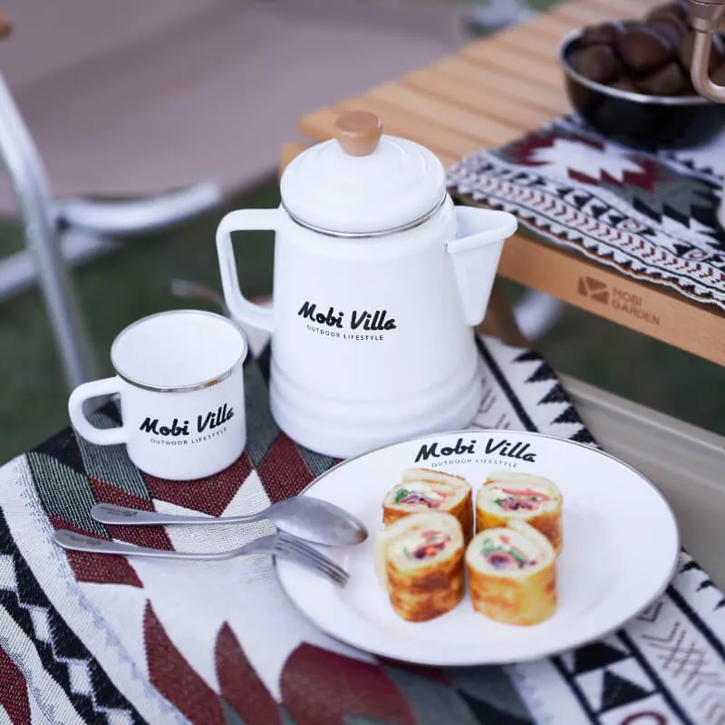 Mobi Garden Huan Yan Enamel 1.5L Coffee Pot - White
