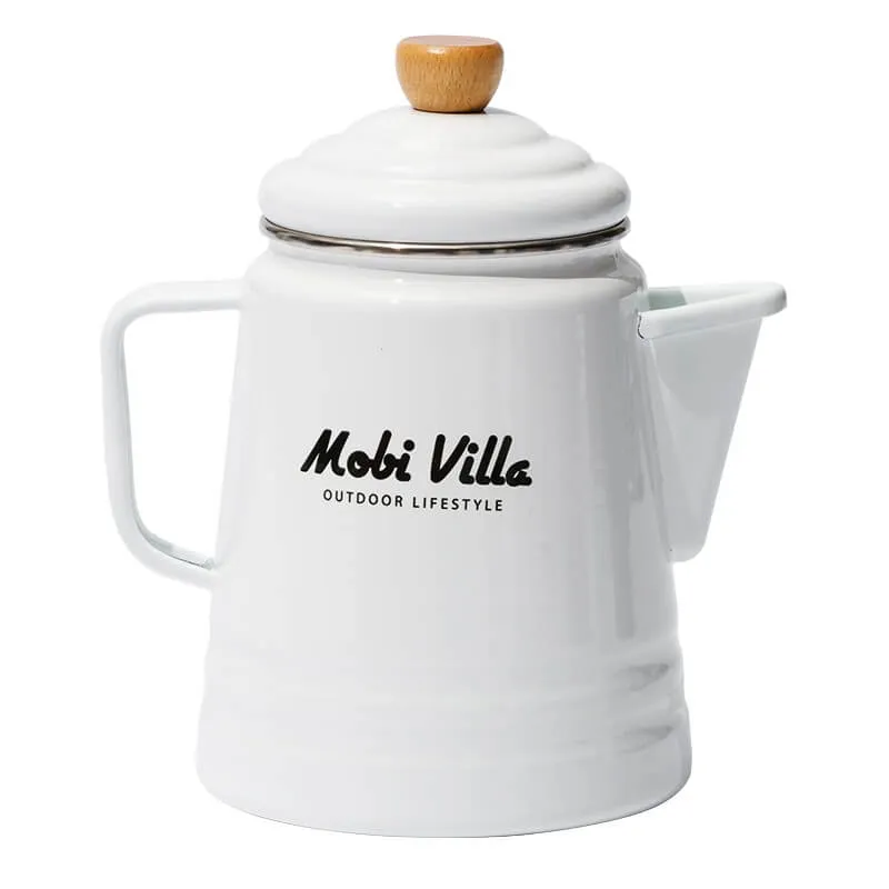 Mobi Garden Huan Yan Enamel 1.5L Coffee Pot - White