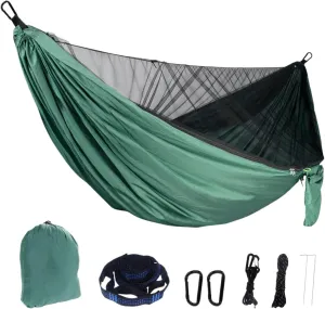 Mosquito Net Hammock, 210T Nylon Outdoor Camping Hammock, Portable Foldable Lightweight Compact Hanging Hammock for Home Yard(Color2)