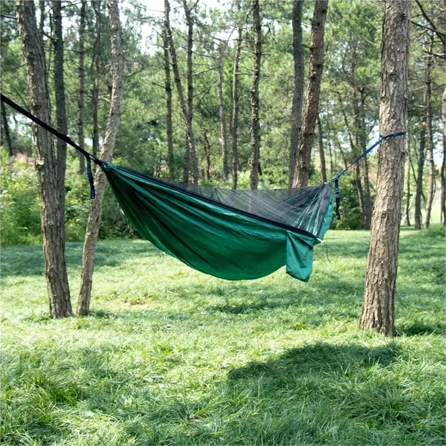 Mosquito Net Hammock, 210T Nylon Outdoor Camping Hammock, Portable Foldable Lightweight Compact Hanging Hammock for Home Yard(Color2)