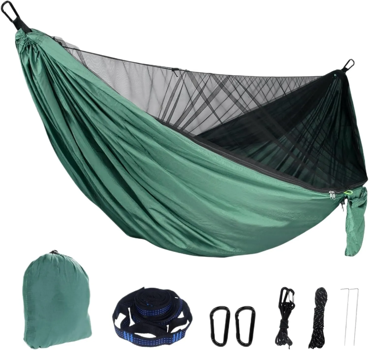 Mosquito Net Hammock, 210T Nylon Outdoor Camping Hammock, Portable Foldable Lightweight Compact Hanging Hammock for Home Yard(Color2)