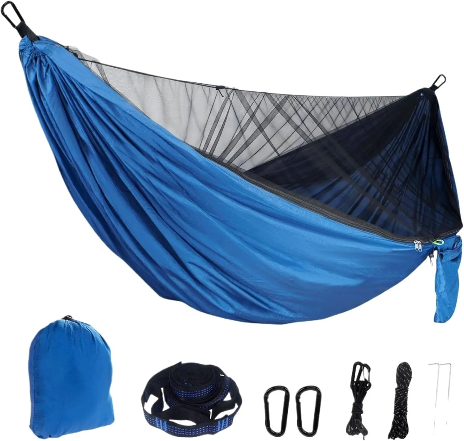Mosquito Net Hammock, 210T Nylon Outdoor Camping Hammock, Portable Foldable Lightweight Compact Hanging Hammock for Home Yard(Color3)