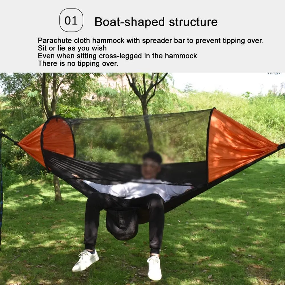 Mosquito Tent,camping Hammock,Shade and Waterproof, Automatic Quick-open Mosquito Net Hammock, Lightweight and Portable Tear-resistant, Perfect for Balconies, Camping and Parks, Etc.(Orange)
