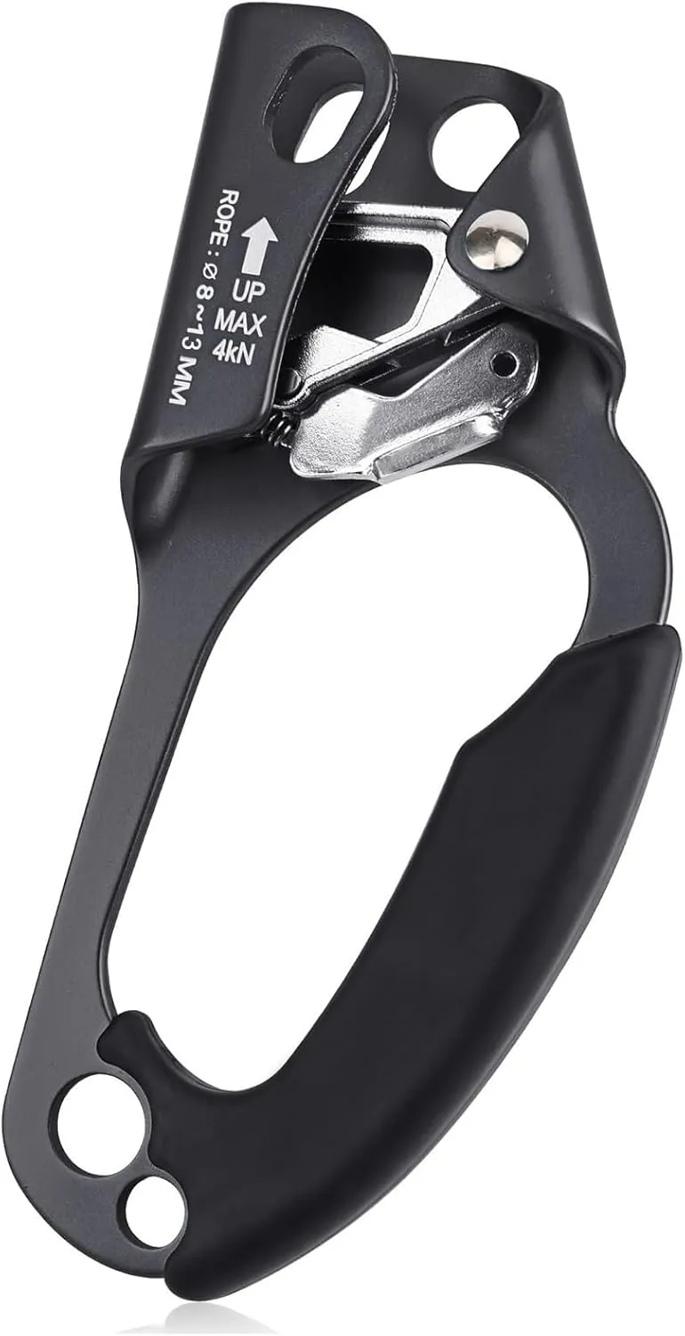 Mountaineering Climbing Hand Ascender, Right Hand Ascender Rock Climbing Tree Arborist Rappelling Gear Equipment Rope Clamp for 8~13MM Rope | Lightweight Aluminum Alloy Climbing Equipment
