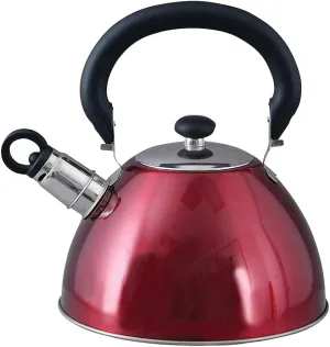 Mr. Coffee Morbern 1.8 Quart Stainless Steel Whistling Tea Kettle, Red