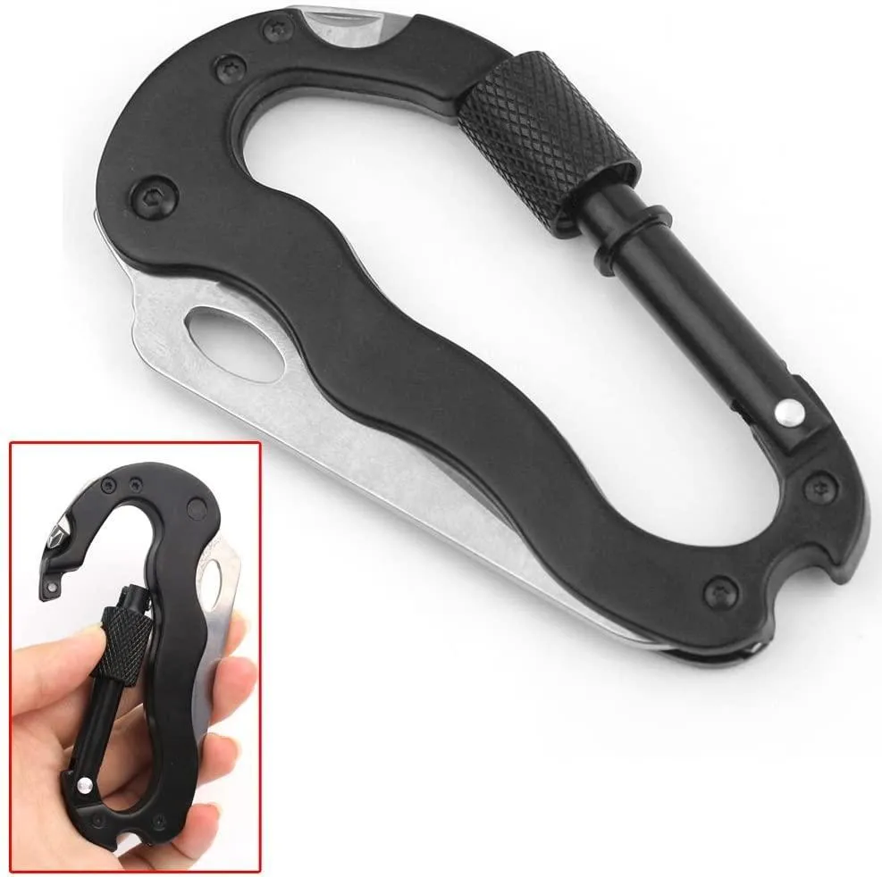 Multi Function Carabiner Tool with Knife