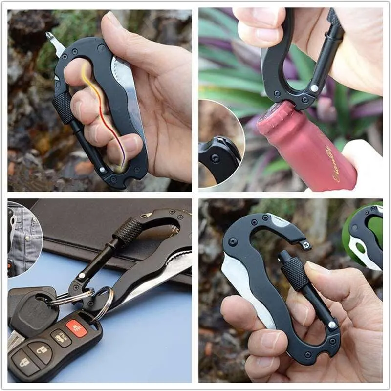 Multi Function Carabiner Tool with Knife