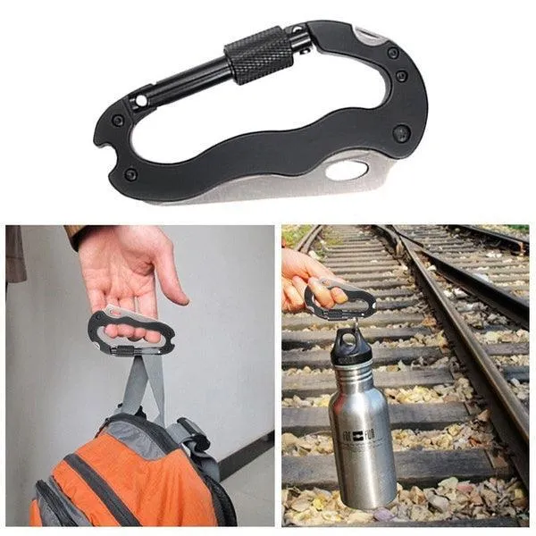 Multi Function Carabiner Tool with Knife