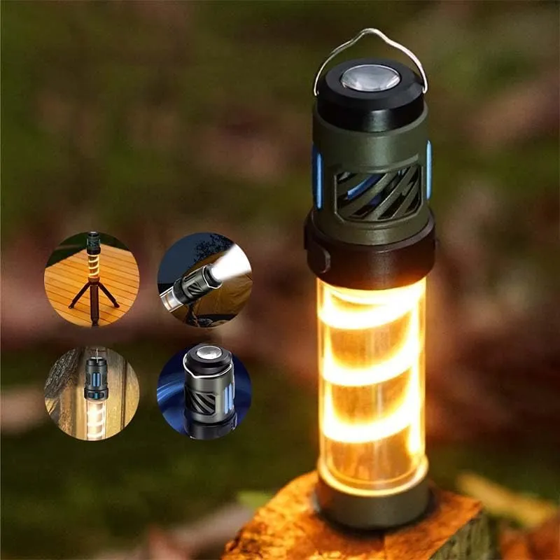 Multi-Functional Rechargeable Portable 𝗠𝗼𝘀𝗾𝘂𝗶𝘁𝗼 Repeller Camping Light, Flashlight Camping Lantern Lights with Detachable Tripod, Magnetic Design for Outdoor Camp Backpacking Patios (Black)