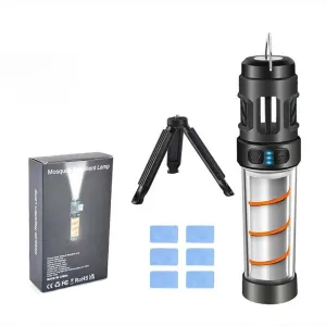 Multi-Functional Rechargeable Portable 𝗠𝗼𝘀𝗾𝘂𝗶𝘁𝗼 Repeller Camping Light, Flashlight Camping Lantern Lights with Detachable Tripod, Magnetic Design for Outdoor Camp Backpacking Patios (Black)