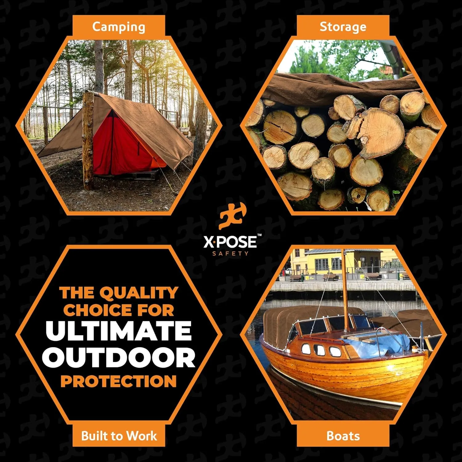 Multipurpose Protective Cover Brown Poly Tarp 10' x 20' - Durable, Water Resistant, Weather Resistant - 5 Mil Thick Polyethylene - by Xpose Safety