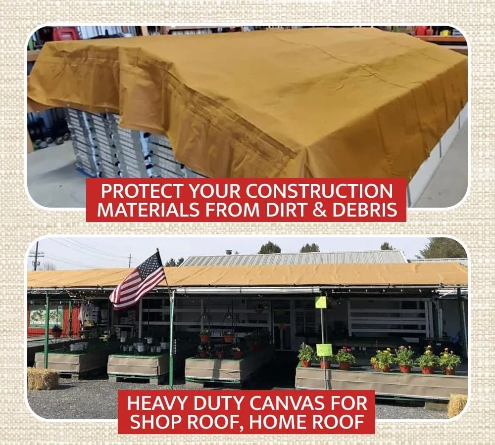 Mytee Products 10' x 16' Tan Canvas Tarp 12oz Heavy Duty Water Resistant