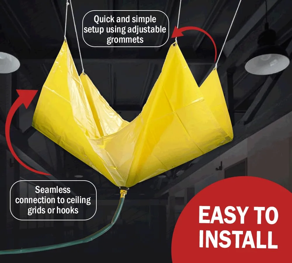Mytee Products 12' x 12' Drain Tarp - Roof Ceiling Leak Drip Diverter Tarp Heavy Duty - Yellow