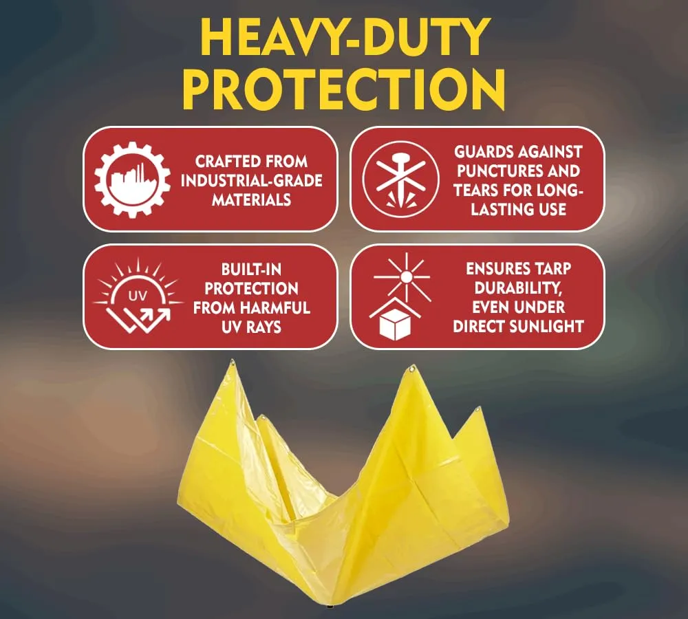 Mytee Products 12' x 12' Drain Tarp - Roof Ceiling Leak Drip Diverter Tarp Heavy Duty - Yellow