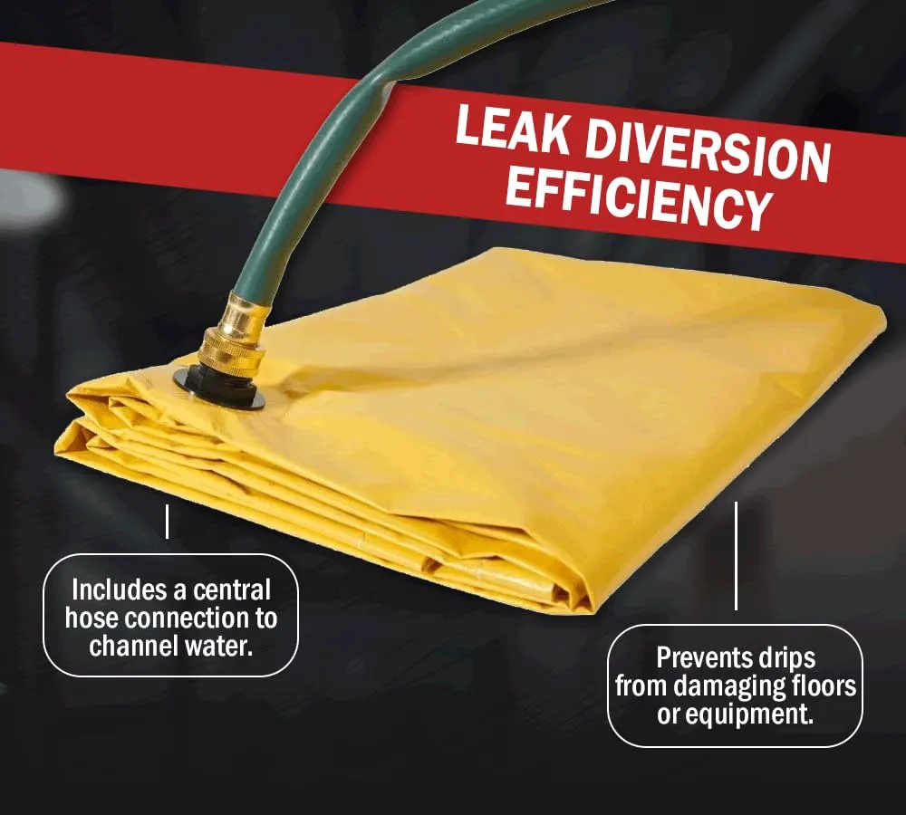 Mytee Products 12' x 12' Drain Tarp - Roof Ceiling Leak Drip Diverter Tarp Heavy Duty - Yellow