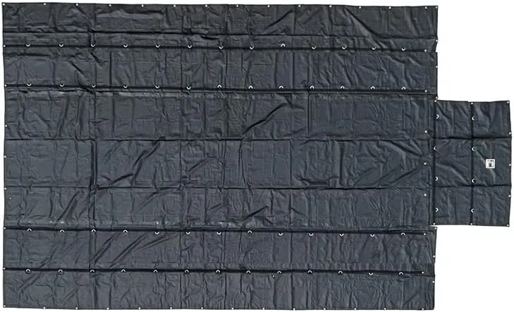Mytee Products 2 Pack 16' x 27' Flatbed Truck 18 Oz Steel Tarp with 4 FT Drop & Flap - Black Heavy Duty Vinyl Waterproof Tarp for Trailers to Protect Cargo from Wind, Rain, Snow and Sun