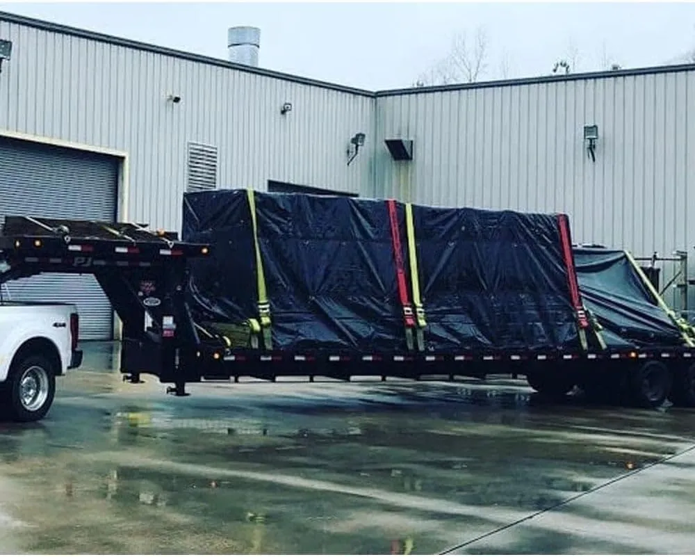 Mytee Products 2 Pack 16' x 27' Flatbed Truck 18 Oz Steel Tarp with 4 FT Drop & Flap - Black Heavy Duty Vinyl Waterproof Tarp for Trailers to Protect Cargo from Wind, Rain, Snow and Sun