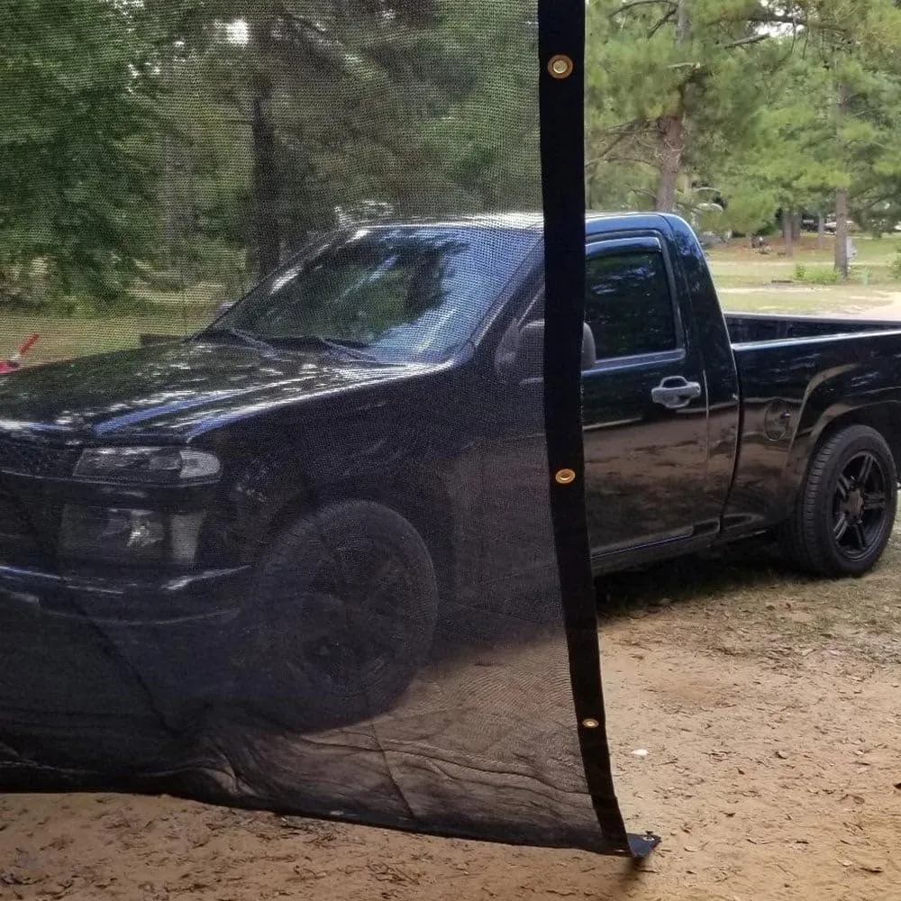 Mytee Products 6'x8' Black 70% Shade Mesh Tarp for Outdoor w/Grommets - 6 Oz Extra Durable Heavy Duty Mesh Tarps for Dump Truck, Rolloff Trucks - Mesh Shade Net Cloth for Sun, Plant, Patio