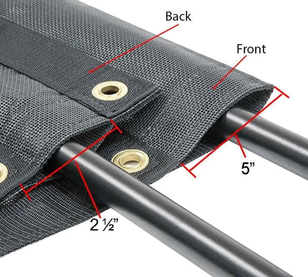 Mytee Products 8'x16' Dup Truck Mesh Tarp with 5 Inch 18Oz Double Pocket & Grommets - Vinyl Coated Dump Trailer Tarp to Prevent Load Spillage During Transportation
