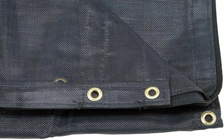 Mytee Products 8'x16' Dup Truck Mesh Tarp with 5 Inch 18Oz Double Pocket & Grommets - Vinyl Coated Dump Trailer Tarp to Prevent Load Spillage During Transportation