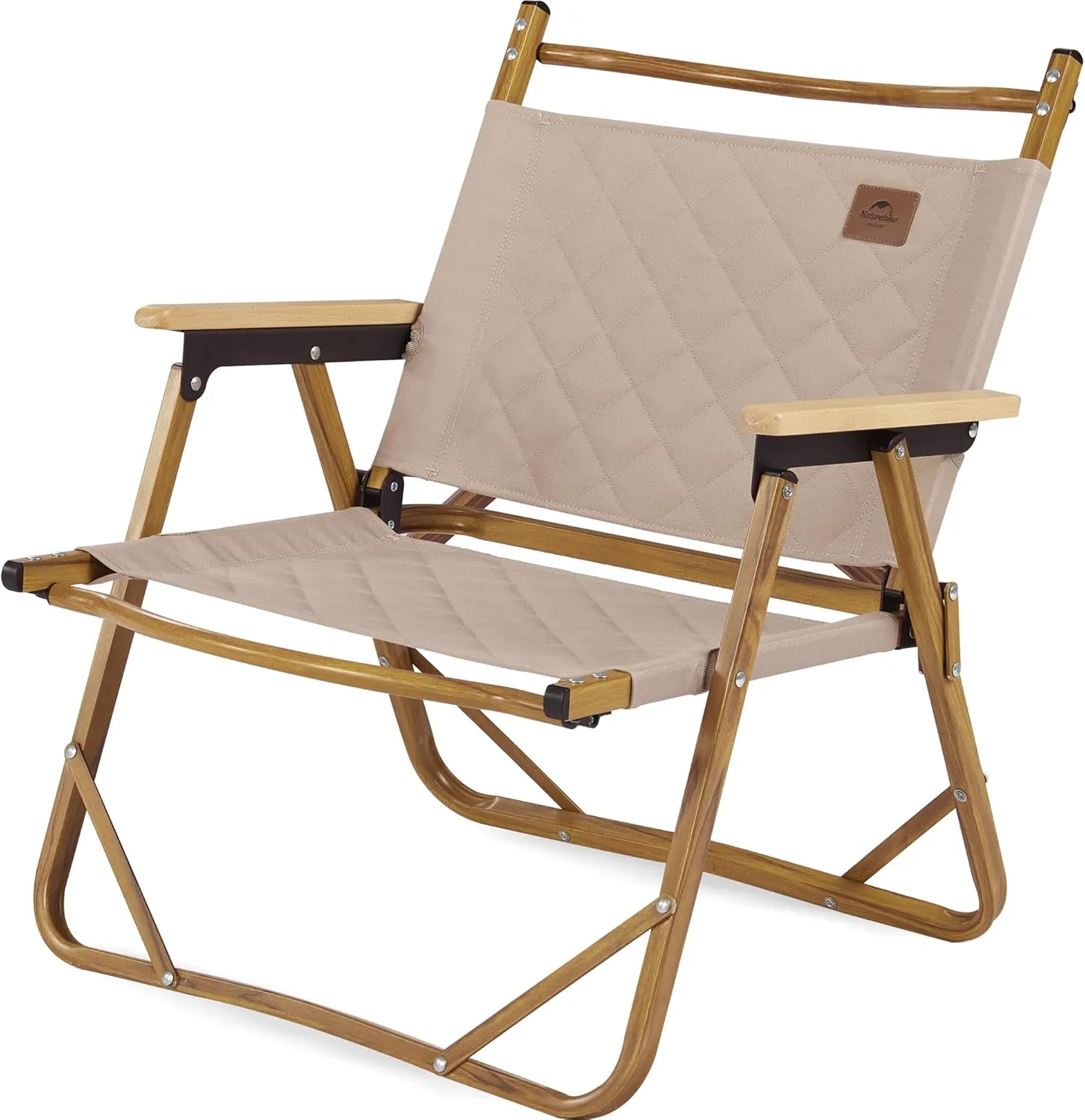 Naturehike MW02 Folding Camping Chair, Padded Ultralight Aluminum Outdoor Camp Chair with Armrest & Back Storage, Portable Collapsible Fishing Chair for Hiking Lawn Picnic Beach