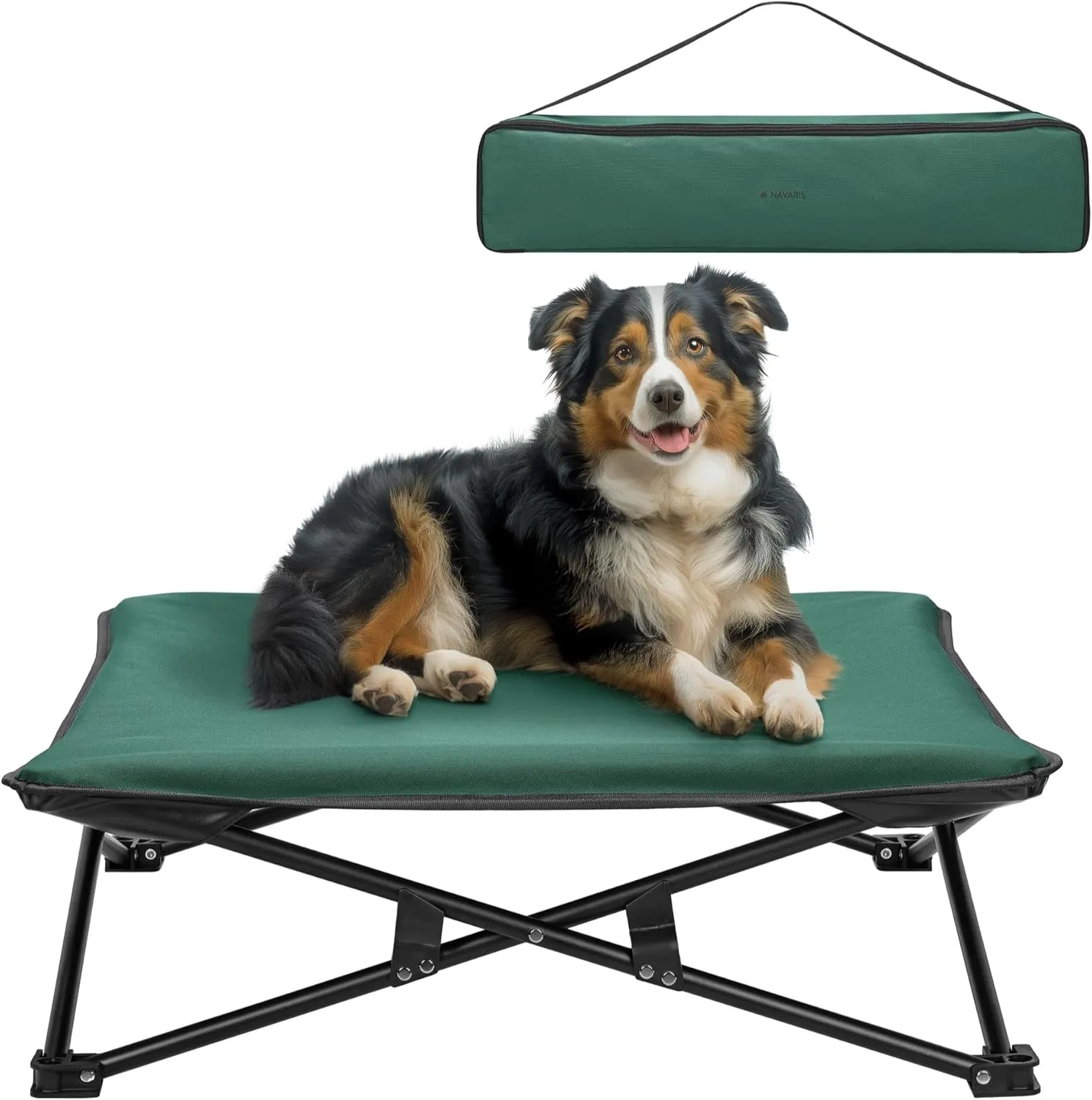Navaris Portable Elevated Dog Bed with Carry Bag - Medium Raised Dog/Cat Bed for Outdoor Travel Camping Off The Floor Hammock Chair Suitable for 33lbs (15kg)
