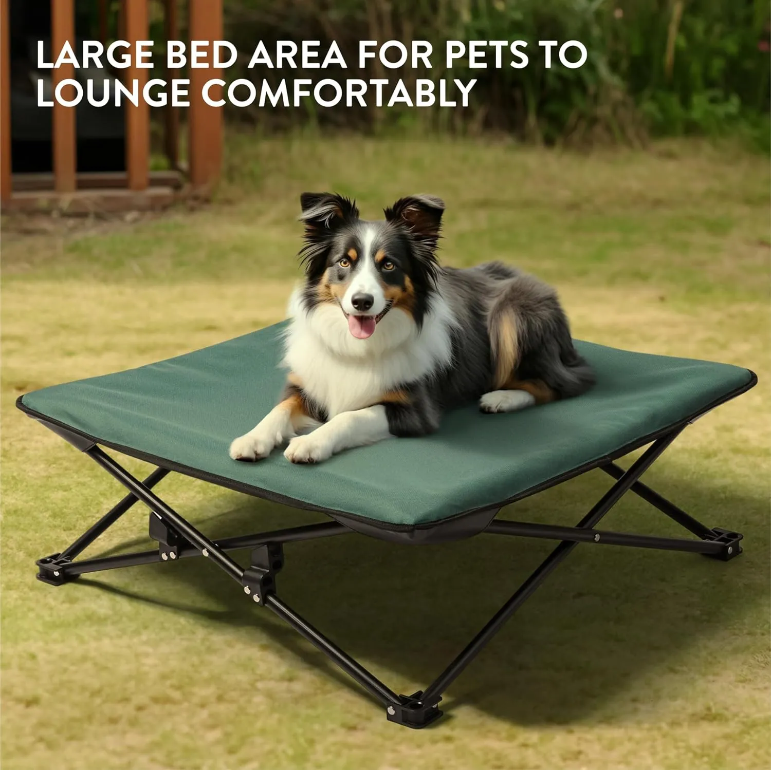 Navaris Portable Elevated Dog Bed with Carry Bag - Medium Raised Dog/Cat Bed for Outdoor Travel Camping Off The Floor Hammock Chair Suitable for 33lbs (15kg)
