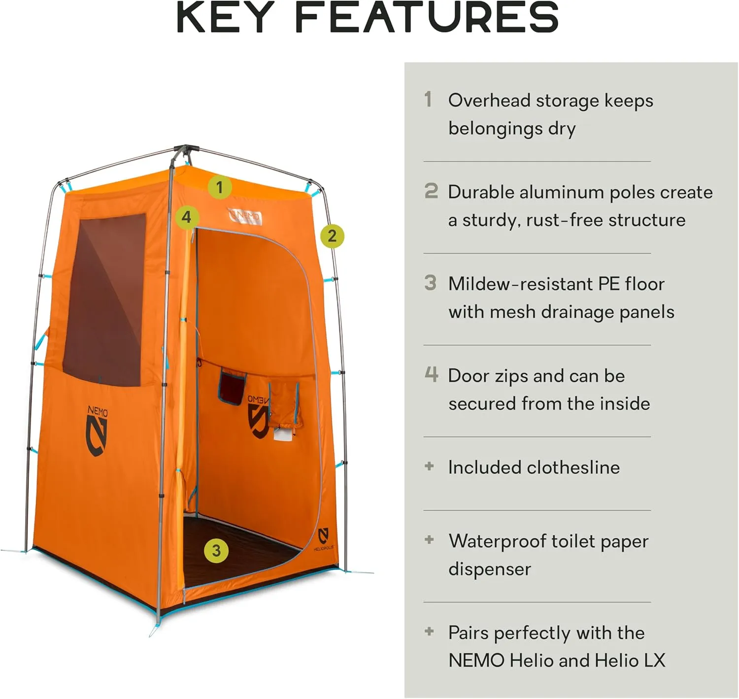 NEMO Equipment Heliopolis Privacy Shelter & Shower Tent - One Size - Monarch
