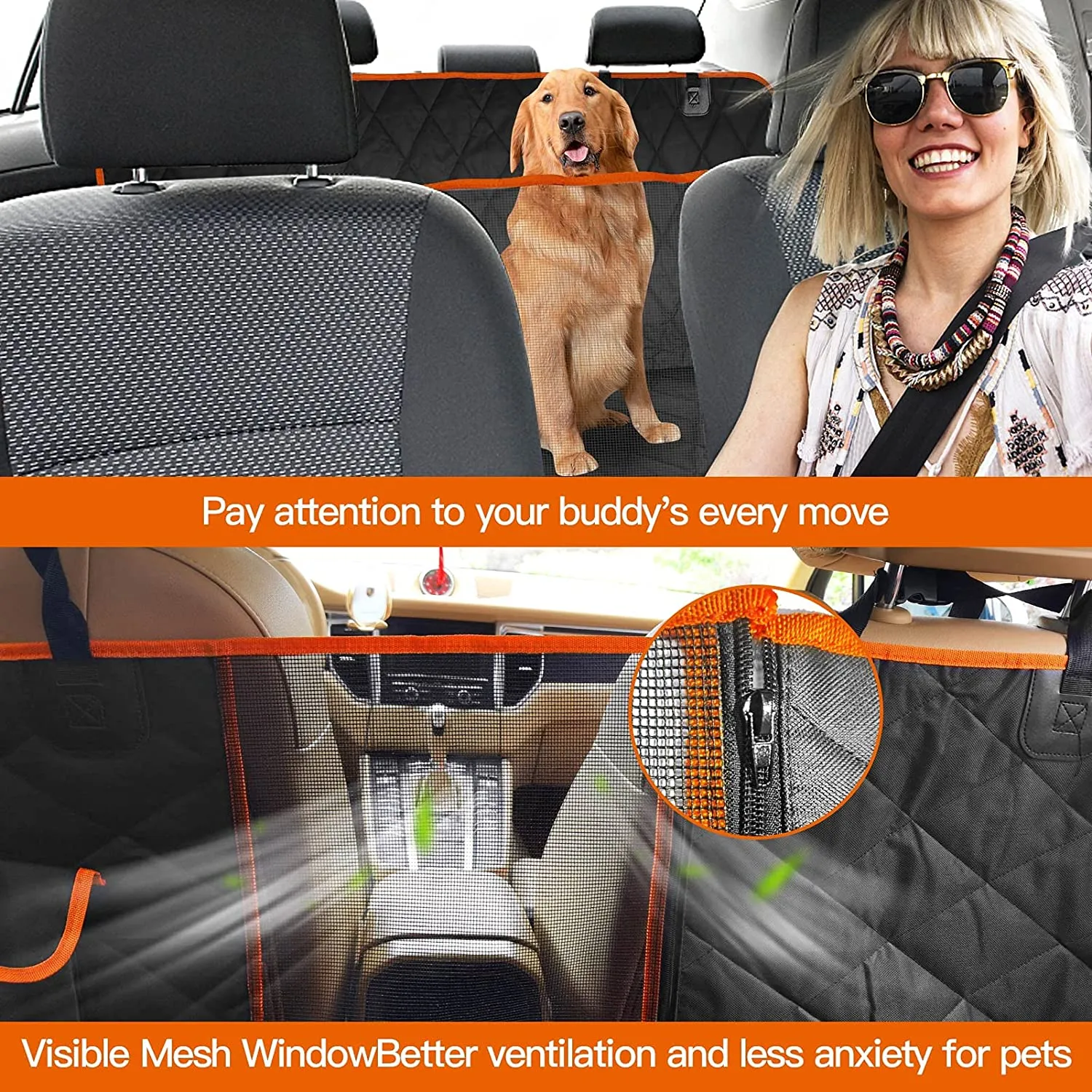 🐶NEW Dog Seat Cover for Back Seat, Mesh Waterproof Dog Hammock Scratch proof Pet Seat Covers with 2 Bag by Js House