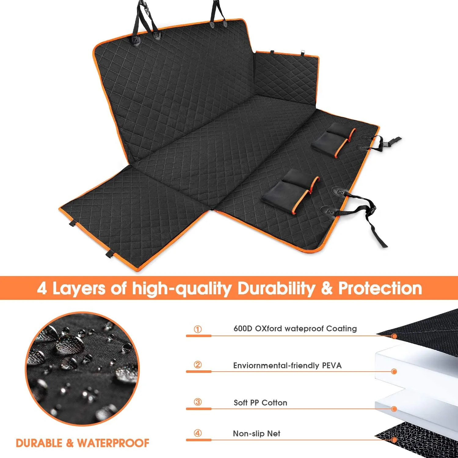 🐶NEW Dog Seat Cover for Back Seat, Waterproof Dog Hammock Scratch proof Pet Seat Covers with 4 Bags by Js House
