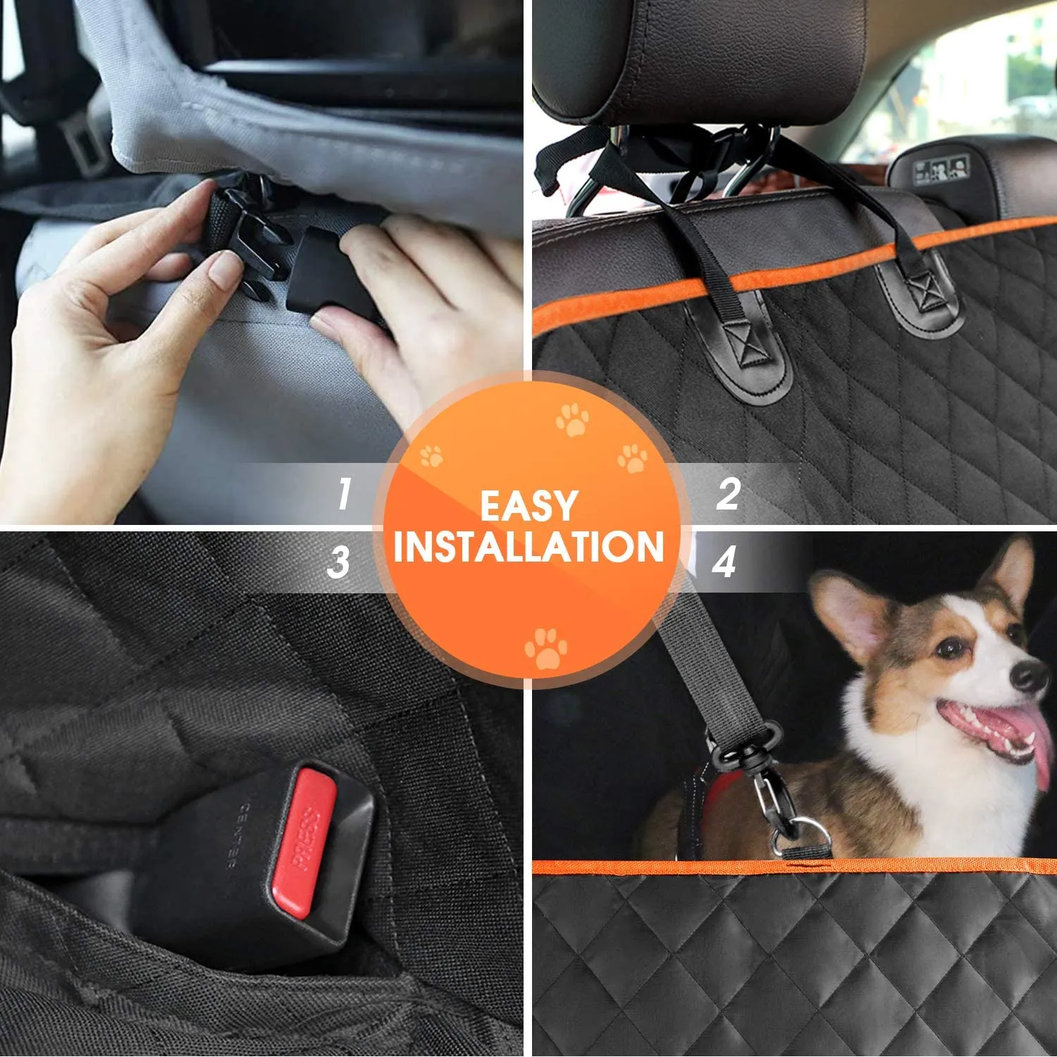 🐶NEW Dog Seat Cover for Back Seat, Waterproof Dog Hammock Scratch proof Pet Seat Covers with 4 Bags by Js House