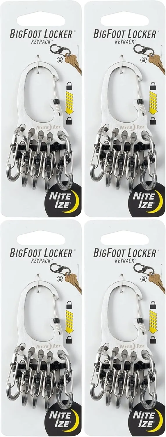 Nite Ize BigFoot Locker Stainless Steel KeyRack - Stainless (4-Pack)