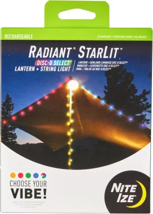 Nite Ize Radiant Starlit Rechargeable Lantern and String Light - Disc-O Select, White