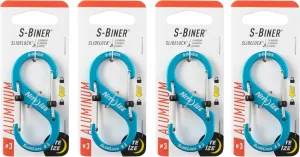 Nite Ize S-Biner SlideLock Aluminum - Durable Dual Carabiner - Locking Aluminum S-Biner - Secure Keys & Gear with Lockable Carabiner - Size 3, Blue (4 Pack)
