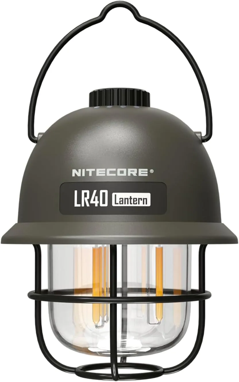 NITECORE LR40 Multifunct al Rechargeable Camping Lantern 100 Lumens w/Eco-Sensa USB C Charging Cable - Green