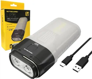 Nitecore LR70 3-in-1 Rechargeable & Dischargeable Lantern Flashlight - 3000 Lumen with Eco-sensa Type-C USB Charging Cable
