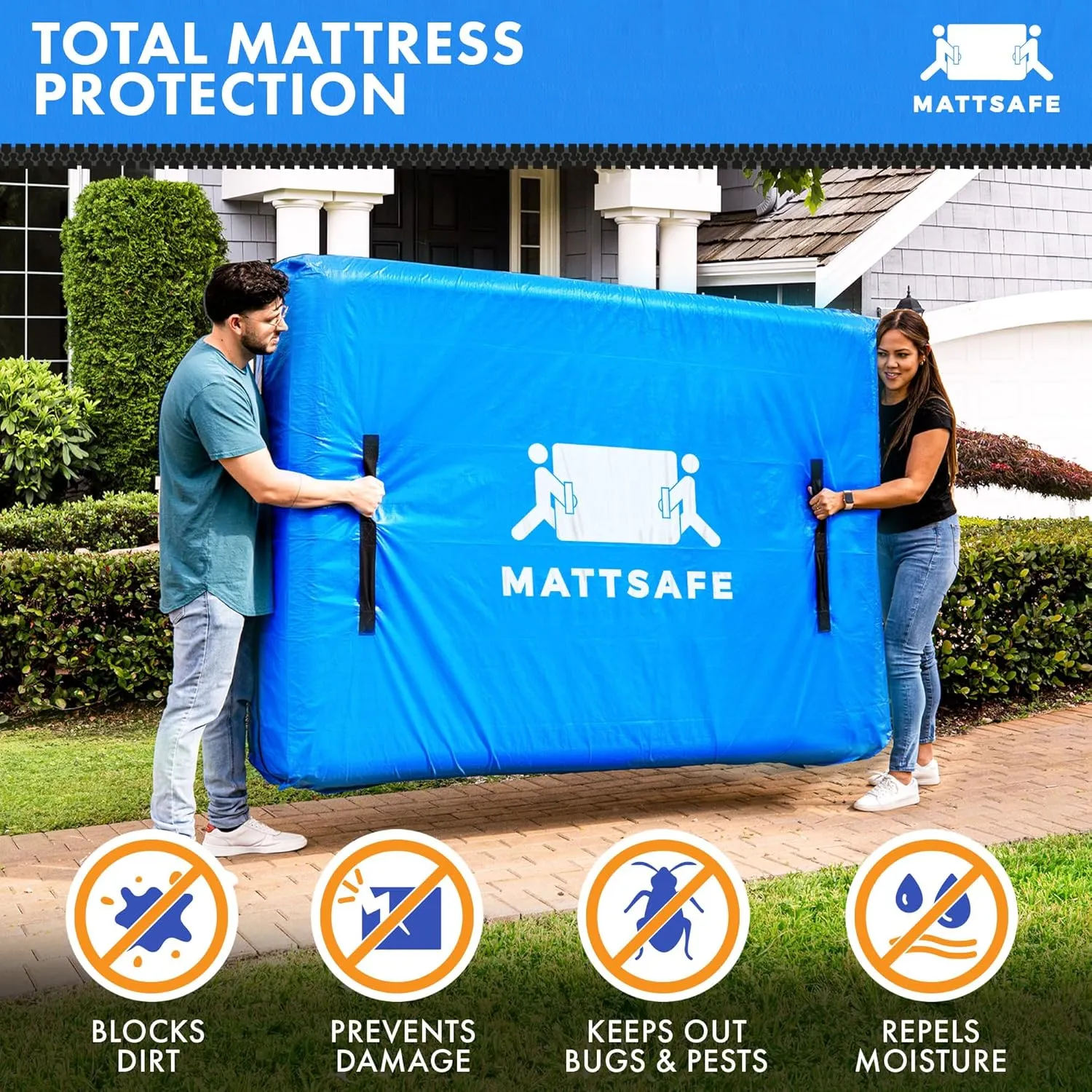 Nordic Elk Mattress Bags for Moving and Storage (Cali King) Heavy Duty Moving Supplies, 8 Sturdy Handles, Strong Zipper, Mattress Cover Bed Bags, Storage Cover Essentials Packing Protector