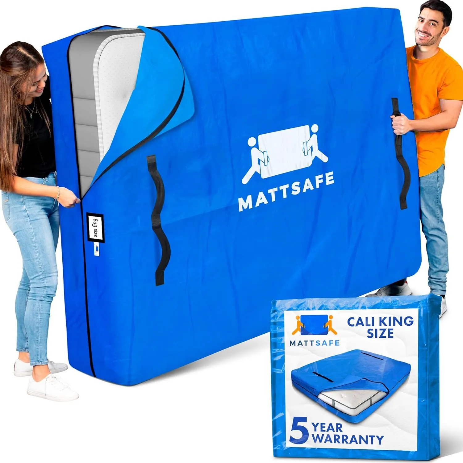Nordic Elk Mattress Bags for Moving and Storage (Cali King) Heavy Duty Moving Supplies, 8 Sturdy Handles, Strong Zipper, Mattress Cover Bed Bags, Storage Cover Essentials Packing Protector